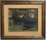 Georges LAPORTE (1926-2000)
Bateaux au port
Huile sur toile signée en bas...