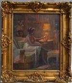 Max Albert CARLIER [belge] (1872-1938)
Portrait de dame dans son intérieur
Huile...