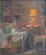 Max Albert CARLIER [belge] (1872-1938)
Portrait de dame dans son intérieur
Huile...