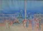 Jean DUFY (1888-1964)<br />
Place de la Concorde<br />
Aquarelle signée en bas à droite<br />
43 x 58,5 cm à vue<br />
Estimation : 12.000 / 15.000 euros