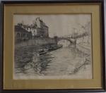 René PINARD (1883-1938)
Nantes, le pont de la poissonnerie, 1930. 
Gravure...