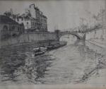 René PINARD (1883-1938)
Nantes, le pont de la poissonnerie, 1930. 
Gravure...