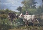 Pablo MARTINEZ DEL RIO (1838-?)
La gardienne de vaches
Huile sur panneau...
