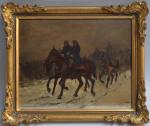 Georges HYON (1840-1913)
Hussards à cheval dans la neige
Huile sur panneau...
