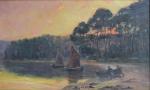 Pol NOEL (XIX-XXème)
Pêcheurs à la tombée du soleil
Huile sur toile...