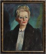 ECOLE FRANCAISE du XXème
Portrait de dame 
Huile sur toile signée...