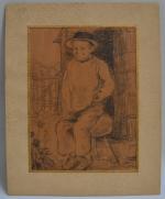 Charles MILCENDEAU (1872-1919)
Portrait de jeune maraichin, 1896. 
Dessin signé et...
