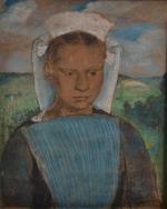 Charles MILCENDEAU (1872-1919)
Quimperlé, portrait de jeune fille, 1897. 
Pastel signée...