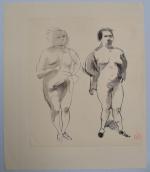 Jean LAUNOIS (1898-1942)
Deux prostituées
Encre et lavis avec cachet du monogramme...