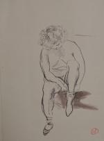 Jean LAUNOIS (1898-1942)
Portrait de dame enfilant ses bas
Encre avec cachet...