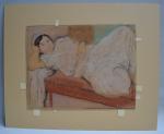 Jean LAUNOIS (1898-1942)
Femme algérienne couchée, circa 1921. 
Dessin et pastel...