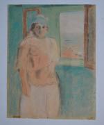 Jean LAUNOIS (1898-1942)
Femme algérienne à la fenêtre, 1921-22. 
Pastel signé...