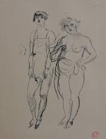 Jean LAUNOIS (1898-1942)
Deux prostituées
Encre avec cachet du monogramme en bas...