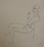Jean LAUNOIS (1898-1942)
Prostituée assise
Encre avec cachet du monogramme en bas...