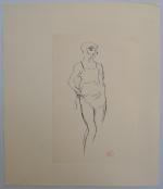 Jean LAUNOIS (1898-1942)
Jeune prostituée debout
Encre avec cachet du monogramme en...
