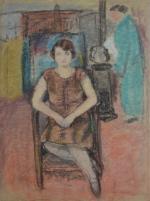 Jean LAUNOIS (1898-1942)
Portrait de femme assise dans un fauteuil
Pastel signée...
