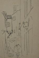 attribué à Jean LAUNOIS (1898-1942)
Algérie, scène de rue devant l'enseigne...