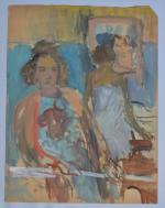 Jean LAUNOIS (1898-1942)
Deux femmes dans un intérieur au miroir
Gouache et...