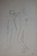 Jean LAUNOIS (1898-1942)
Les deux prostituées
Encre avec cachet du monogramme en...