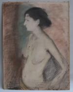 Jean LAUNOIS (1898-1942)
Prostituée nue
Pastel signé en bas à gauche et...