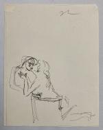 Jean LAUNOIS (1898-1942)
Le baiser
Encre monogrammée en haut à droite
22 x...