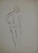 Jean LAUNOIS (1898-1942)
Prostituée au corset
Encre avec cachet d'atelier en bas...