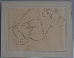 Jean LAUNOIS (1898-1942)
Jeune asiatique étendu jambes croisées
Encre monogrammée en bas...