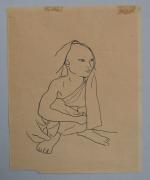 Jean LAUNOIS (1898-1942)
Jeune bonze accroupi
Encre avec traces de cachet du...