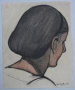 Jean BURKHALTER (1895-1984)
Portrait de maraichine de trois quarts dos, 1921....