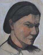 Jean BURKHALTER (1895-1984)
Portrait de maraichine de trois quarts face, 1921....