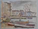André FRAYE (1888-1963)
Saint Tropez, le port sous la pluie
Aquarelle monogrammée,...