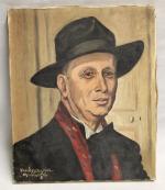 VAUBOURGOIN MALOIZEL (XXème)
Portrait d'Alain Jammes d'Ayzac au chapeau
Huile sur toile...