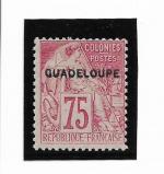 Guadeloupe n°25, type Alphée Dubois 75 c, neuf avec trace...