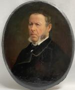 ECOLE FRANCAISE du XIXème 
Portrait d'homme
Huile sur toile ovale signée...