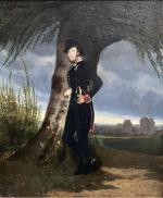 ECOLE FRANCAISE du XIXème
Portrait d'un médecin militaire dans le parc...
