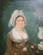 ECOLE FRANCAISE du XIXème
Portrait de dame aux fleurs
Huile sur toile
45.5...