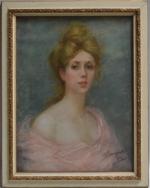 Marcelle LAMBRETTE (XIX-XXème)
Portrait de dame, 1900. 
Pastel signé et daté...