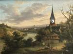 TABLEAU HORLOGE 
Huile sur toile représentant un paysage
XIXème
53 x 72...