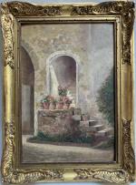 F. SCHAEFER (XIX-XXème)
Le château Jaouen, l'escalier fleuri, portillon Ouest, intérieur...