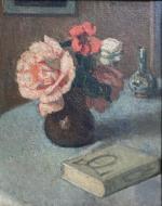 Emile MESNAGER (XIX-XXème)
Bouquet de fleurs dans un vase près d'un...