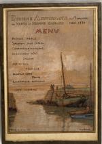 Alexis Louis DE BROCA (1868-1948)
Le Croisic, bateaux amarrés, 1930. 
Dessin...
