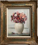 Henri BURON (1880-1969)
Bouquet de fleurs dans un vase blanc, 1939....