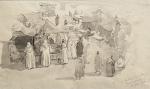 Louis VALDO-BARBEY (1883-1965)
Marrakech, scène de marché, 1941. 
Encre et lavis...