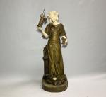 Louis CHALON (1866-1940)
La marchande de sculptures
Chryséléphantine en bronze et ivoire...