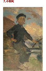Charles MILCENDEAU (1872-1919)<br />
L’enfant aux cerises<br />
Huile sur toile signée en bas à droite<br />
51 x 31,5 cm