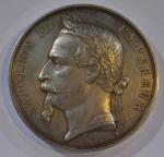 L. MERLEY Médaille ronde en argent représentant Napoléon III empereur...