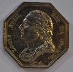 JETON DE PRESENCE octogonal en argent, Louis XVIII roi de...