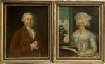 ECOLE FRANCAISE du XVIIIème
Portrait de dame, 1783. 
Portrait d'homme
Paire d'huiles...