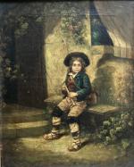 WINCKLER (XIXème)
Jeune fille au tambourin contemplant des fleurs, 
Jeune garçon...