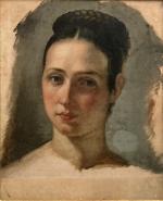 ECOLE FRANCAISE milieu du XIXème
Portrait de dame
Huile sur papier 
36...